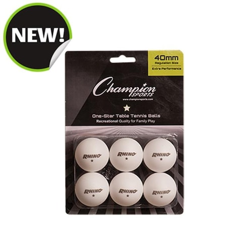 Champion Sports Champion Sports 1STAR6WH 8 x 5.75 x 1.5 in. 1 Star Table Tennis; White - 6 per Pack 1STR6WH